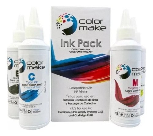 Tinta Pack Hp Canon Lexmark Color Make 4 Colores 100ml