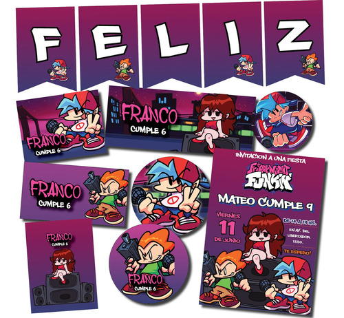Kit Imprimible Personalizado Friday Night Funkin Candy Deco