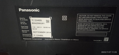 Imagen 1 de 2 de Tarjeta Tcom Tv Panasonic Modelo Tc-32a400l