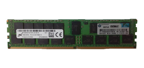 Imagem 1 de 1 de Memoria 16gb Ddr4 Pc4-2133p Servidor Dell / Hp Etc