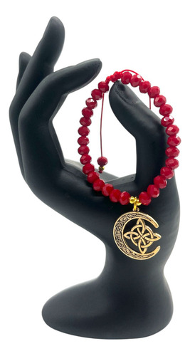 Paquete De 5 Pulseras Nudo De Bruja Con Luna Rojo