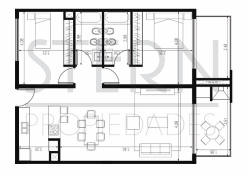 Depto. 3 Amb. C/cochera - 102,7m2 Totales