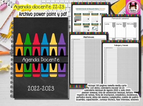  10 Agendas Maestro Docente Educativa 22-23 Editables