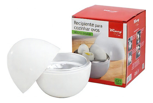 Recipiente Cozinhar Ovos Micro-ondas Rápido Prático Wincy Cor Branco