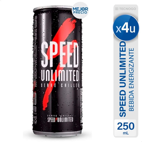 Speed Energizante Unlimited Lata 250ml - Pack X4 Unidades