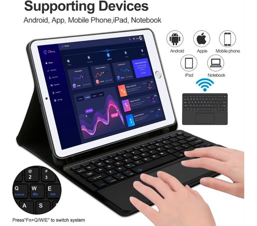 Funda Teclado Con Touchpad @ iPad 10.2 7ma 8va 9na Gen Black
