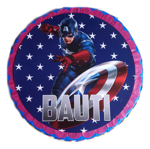 Piñata Tambor Personalizada Cumpleaños Capitan America