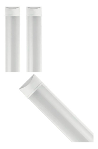 Kit 2 Luminária Sobrepor Slim Led 18w 60cm Tubular Branca