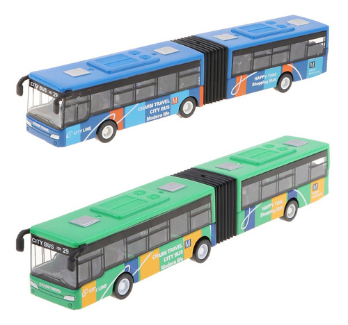 2 Piezas De Metal 1:64 Escala Pull Back Bus, Vehículo