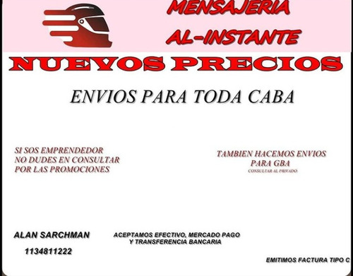 Imagen 2 de 2 de Moto Mensajeria Envios Caba Y Gba