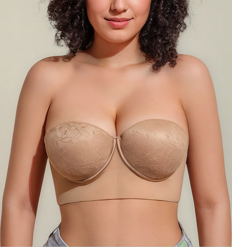 Sujetador Push Up Sin Tirantes De Talla Grande Para Mujer