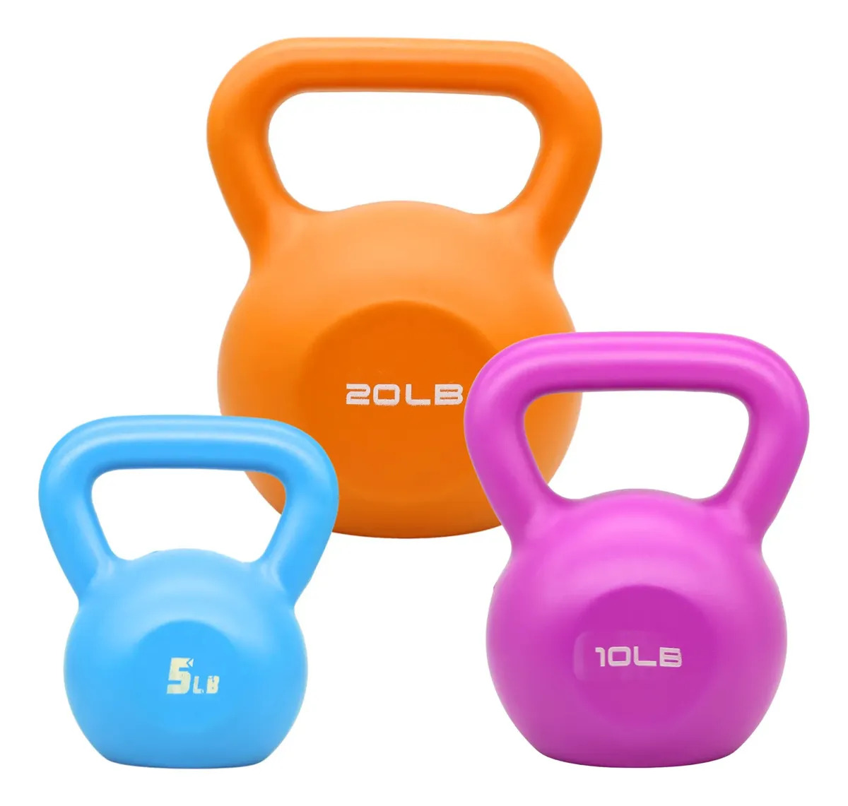 Kit 3 Pesas Rusas 5 , 10 Y 20 Lbs Kettlebell Crossfit Gym Color Mix