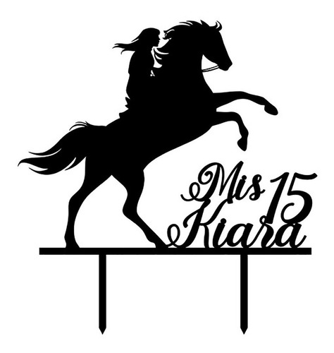 Cake Topper Adorno Torta Mis 15 Caballo Quince Nombre Person