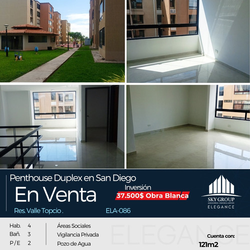 Sky Group Vende Penthouse Obra Blanca, Res. Valle Topacio. Urb. Los Jarales. San Diego Carabobo *negociable*. Luz Coelho