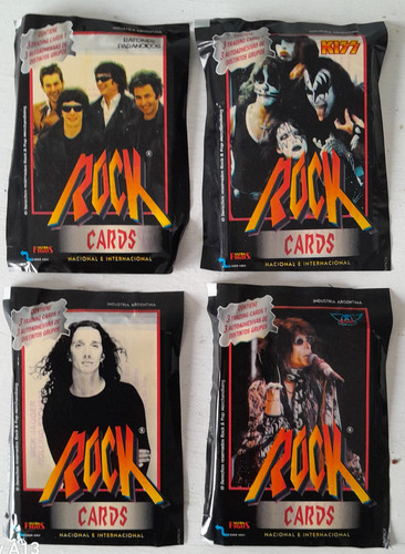 4 Sobres Figuritas Rock  Cards Decada Del 90