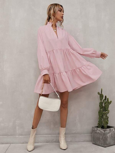 Vestido Rosa Dama Moda Barbie Talla M Importado