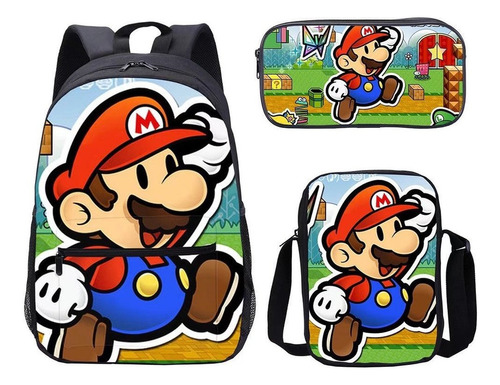 Mochilas Super Mario Bros Bandoleras Set De 3 Piezas