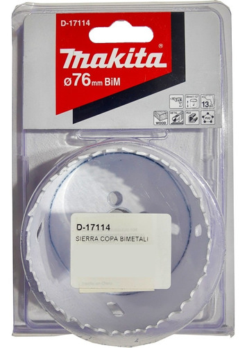 Mecha Sierra Copa 76mm Makita D-17114 Chapa Metal Inox Mkb