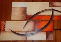 Comprar Cuadro Moderno Abstracto Díptico Media Luna Pintado A Mano