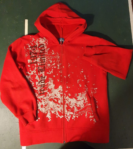 Buzo Campera Rojo Marca Esteco. Capucha Y Cierre