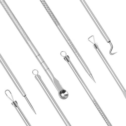 Kit 8 Pc Elimina Espinillas Y Puntos Negros Extracción Acero