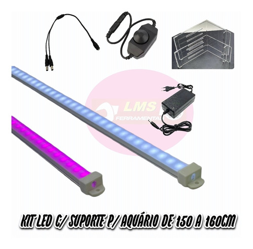 Kit 02 Iluminação 150cm P/ Aquário Plantado Fonte + Dimmer