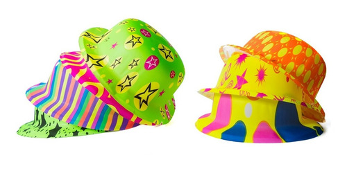 50 Sombreros Para Fiestas Bombin Plastico Neon Dj Batucada