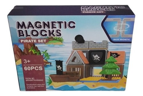 Imagen 4 de 5 de Bloques Magneticos 60 Pzas Arma Casa En Isla Barco Pirata F