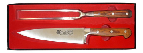 Set Juego Asado Cuchillo + Trinche Trento Parrilla Cocina