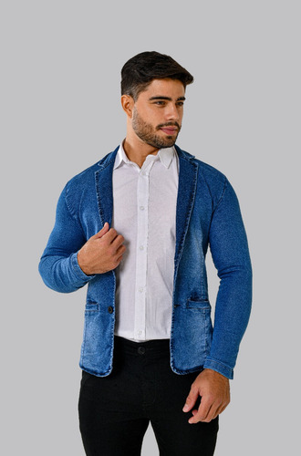 Blazer Masculino Casual Slim Fit Com Elastano