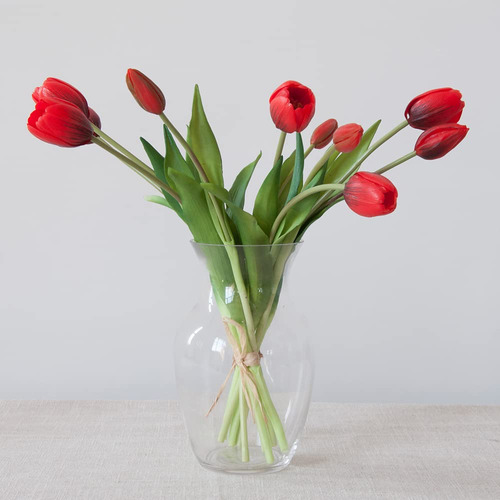 Aoivrb 10 Flores Artificiales De Tulipn De Pvc Al Tacto Real