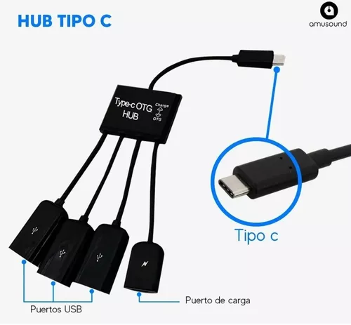 Adaptador Hub 3 Puertos Otg Usb Tipo C Buytiti Otu51 Color Gris