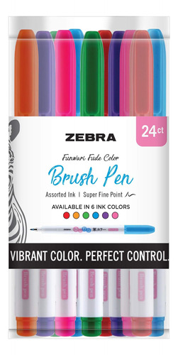 Zebra Pen Funwari Brush Pen, Colores Surtidos, Paquete 24