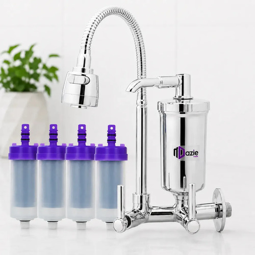 Torneira Com Filtro Cozinha Para Parede Flexível Móvel Em Abs Filtro Purificador De Agua Com Refil Instalado Bica Gourmet 2 Modos de Jatos Chuveirinho Registro 1/4 de Volta Luxo