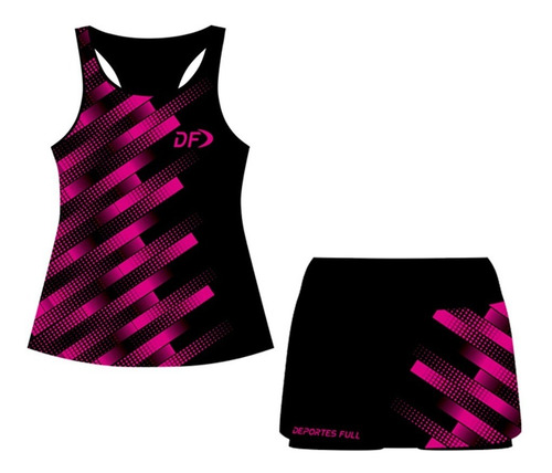 Imagen 3 de 5 de Musculosa + Calza Pollera Conjunto Deportivo Mujer Deportes