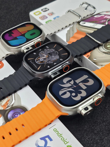 Relógio Smartwatch Android 5g Duas Câmeras Chip Wi-fi 64gb Prata E Laranja . . .