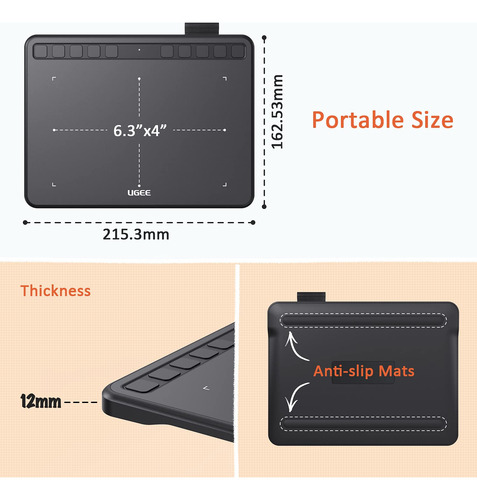 Tableta Gráfica De Dibujo Ugee S640 Con Lápiz Óptico Sin Bat