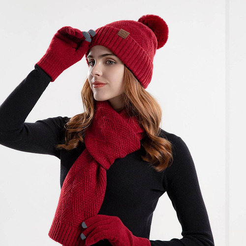 Gorro De Lana Y Para Mujer E Invierno, Bufanda Cálida, Guant