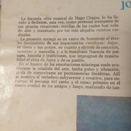 A Jujuy Siempre Se Vuelve.j. H.chagra, Autor Sapo Cancionero (Usado)