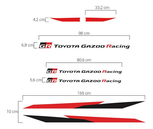 Adhesivo Hilux Gr para Toyota Gazoo Sport V6 Band, rojo/negro
