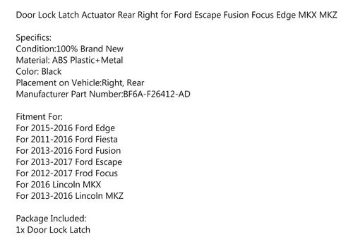 Actuador De Cierre De Puerta Trasera Derecha Para Ford Focus