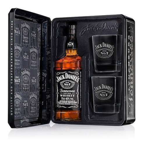 Jack Daniels N7 - 2 Vasos - Estuche Metalico 