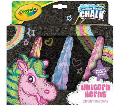 Crayola Unicornio Rainbow Sidewalk Tiza, 3 Unidades, Juguete