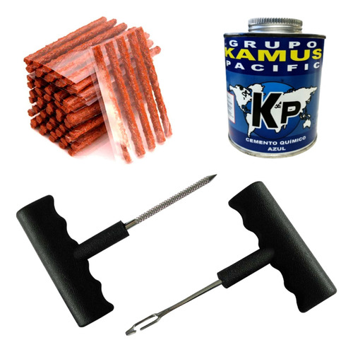 Kit Lezna + Lima + 50 Tiras String Parche Reparacion Llanta