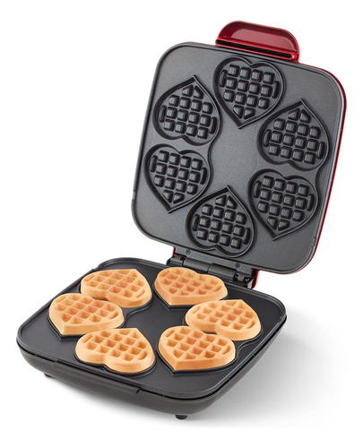 Waflera En Forma De Corazones Para 6 Mini Wafles Color Rojo Rojo