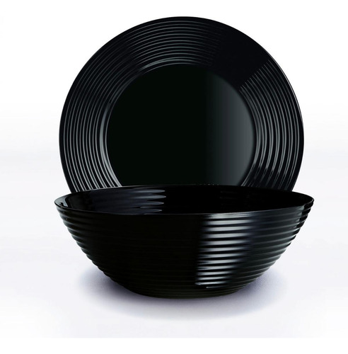 Juego De Vajilla 24 Piezas Harena Luminarc Negro LG