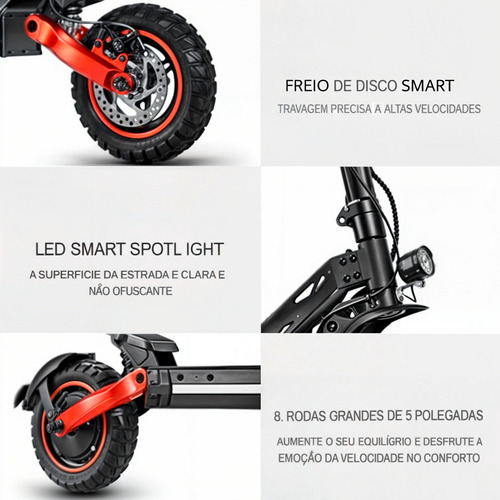 Patinete Eletrico Com Led G9 Pro Inow 55km/h 800w Cor Preto
