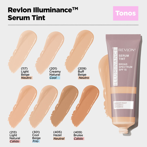 Base de maquillaje en tinta Revlon Rostro revlon Maquillaje Revlon Illuminance Serum Tint tono brulée - 28mL