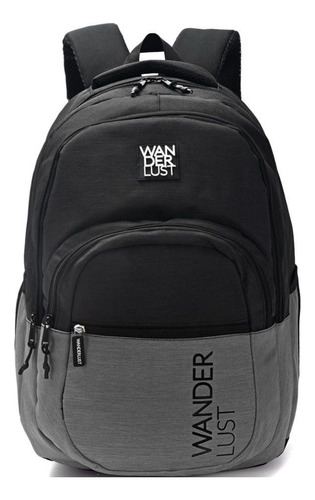 Mochila Wanderlust Urbana 34030 color negro/gris diseño lisa 30L