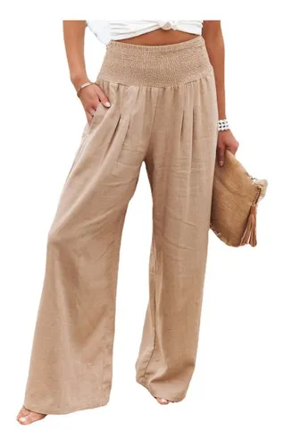 Pantalones Anchos Casuales Sueltos Lino Algod n Para Mujer